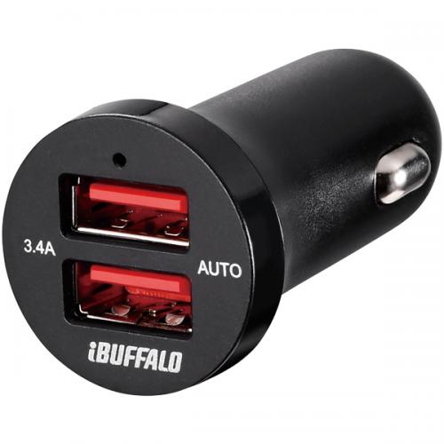 BUFFALO BSMPS3402P2BK 3.4A シガーソケット用USB急速充電器 AutoPowerSelect機能搭載 2ポートタイプ ブラック