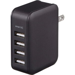 �O���[���n�E�X GH-ACU4B-BK USB-AC�A�_�v�^ 4�|�[�g 4.8Ah �X�}�[�gIC �u���b�N