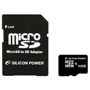 Silicon Power(VRp[) SP016GBSTH010V10-SP microSDHCJ[h 16GB (Class10) @5Nۏ (SDHCA_v^[t)