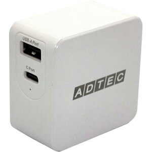 ADTEC APD-A065AC-WH Power DeliveryΉ GaN AC[d/65W/USB Type-A 1|[g Type-C 1|[g/zCg