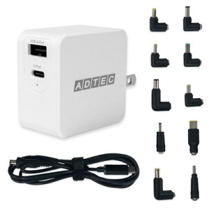 ADTEC APD-A065AC-wM-WH Power DeliveryΉ GaN AC[d/65W/USB Type-A 1|[g Type-C 1|[g/zCg  }`vOP[uZbg