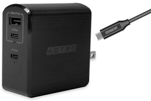 ADTEC APD-A105AC2-wC-BK Power DeliveryΉ GaN AC[d/105W/USB Type-A 1|[g Type-C 2|[g/ubN  Type-C to CP[uZbg