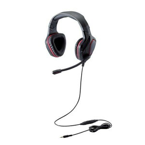 ELECOM HS-G50BK �Q�[�~���O�w�b�h�Z�b�g/�����I�[�o�[�w�b�h/50mm�h���C�o/FPS����/���ˏグ���~���[�g�@�\/4�Ƀ�3.5mm/2.0m/�u���b�N