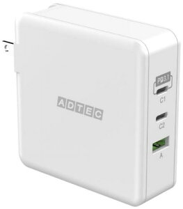 ADTEC APD-V140AC2-WH Power Delivery 3.1Ή GaN AC[d/140W/USB Type-C 2|[g Type-A 1|[g/zCg