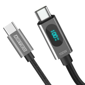 ADTEC APC-V1210CC-U2-LEDD USB Type-C to C �P�[�u�� (�X�}�[�g���j�^�����O / 100W�o�� / 480Mbps / 1.2m)