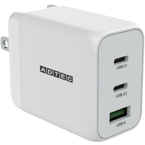 ADTEC APD-V065AC2-WH Power DeliveryΉ GaN AC[d/65W/USB Type-A 1|[g/Type-C 2|[g/zCg