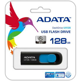 ADATA AUV128-128G-RBE USBメモリ UV128 128GB USB3.2 Gen1対応 スライド式 ブラック+ブルー /5年保証