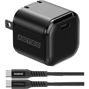 ADTEC APD-V045C-wC-BK Power DeliveryΉ GaN AC[d/45W/USB Type-C 1|[g/ubN  Type-C to CP[uZbg