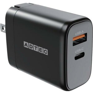 ADTEC APD-V065AC-BK Power DeliveryΉ GaN AC[d/65W/USB Type-A 1|[g/Type-C 1|[g/ubN