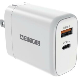 ADTEC APD-V065AC-WH Power DeliveryΉ GaN AC[d/65W/USB Type-A 1|[g/Type-C 1|[g/zCg