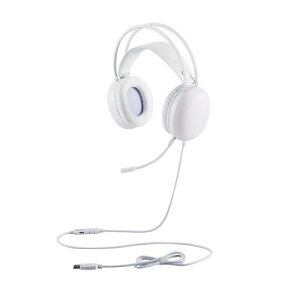 ELECOM HS-G09SUWH LED�n�E�W���O�Q�[�~���O�w�b�h�Z�b�g/�����I�[�o�[�w�b�h/50mm�h���C�o/USB-A/�z���C�g