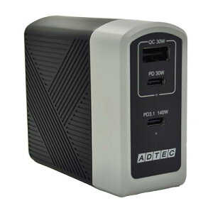 ADTEC APD-A140AC2-BK Power Delivery 3.1Ή GaN AC[d/140W/USB Type-C 2|[g Type-A 1|[g/ubN