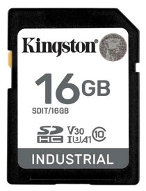 Kingston SDIT/16GB 16GB SDHC Industrial -40℃ to 85℃ C10 UHS-I U3 V30 A1 pSLC