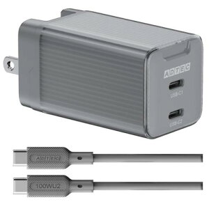 ADTEC APD-V065C2-BK-SC10U2 PDΉ AC[d/GaN/65W/USB Type-C 2|[g/ubNType-C to CP[uZbg