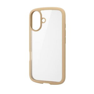 ELECOM PM-A24ATSLFCBE iPhone 16�p�n�C�u���b�h�P�[�X/TOUGH SLIM LITE/�t���[���J���[/�w�ʃN���A/�X�g���b�v�V�[�g�t��/�J�t�F�I��