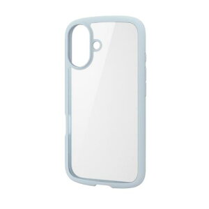 ELECOM PM-A24ATSLFCBU iPhone 16�p�n�C�u���b�h�P�[�X/TOUGH SLIM LITE/�t���[���J���[/�w�ʃN���A/�X�g���b�v�V�[�g�t��/���C�g�u���[