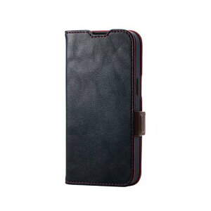 ELECOM PM-A25SPLFYBK iPhone 17e/16e/���U�[�P�[�X/�蒠�^/�ϏՌ�/���Εt��/�X�e�b�`/�u���b�N