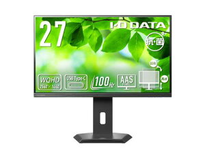 I-O DATA LCD-CQ270SA-F-AG ワイド液晶ディスプレイ 27型/2560×1440/HDMI、DisplayPort、USB Type-C/ブラック/スピーカー:あり/省スペース&WQHD対応で効率アップ/5年保証/抗菌