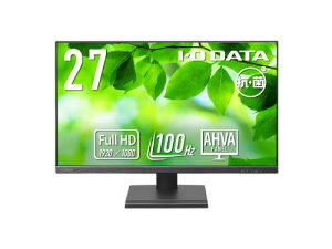 I-O DATA LCD-D272SA-AG ワイド液晶ディスプレイ 27型/1920×1080/HDMI、DisplayPort/ブラック/スピーカー:あり/「5年保証」/100Hz対応で視認性アップ!/抗菌モデル