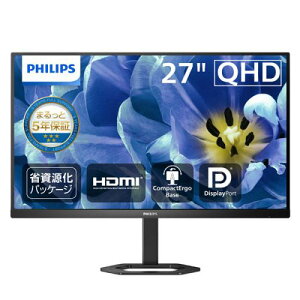 PHILIPS 27E1N5500B/11 �t���f�B�X�v���C 27�^/2560×1440/DisplayPort�AHDMI/�u���b�N/�X�s�[�J�[�F�Ȃ�/5�N�ԃt���ۏ�/�Ȏ������p�b�P�[�W/���~�X�^���h/�`���g/�s�{�b�g�Ή�