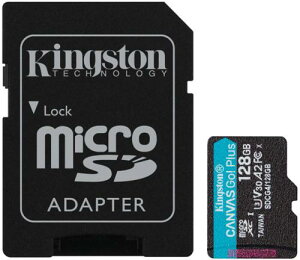Kingston SDCG4/128GB 128GB microSDXC Canvas Go! Plus Gen4 200MB/s A2 U3 V30 Card + Adapter