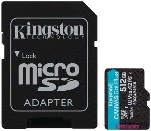 Kingston SDCG4/512GB 512GB microSDXC Canvas Go! Plus Gen4 200MB/s A2 U3 V30 Card + Adapter