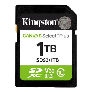 Kingston SDS3/1TB 1TB SDXC Canvas Select Plus Gen3 150MB/s Read C10 UHS-I U3 V30