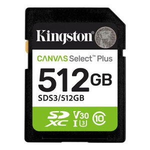 Kingston SDS3/512GB 512GB SDXC Canvas Select Plus Gen3 150MB/s Read C10 UHS-I U3 V30