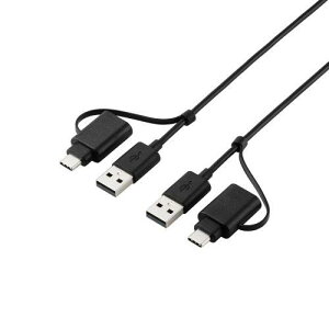 ELECOM UC-TV7BK �����N�P�[�u��/USB480Mbps/Windows�EMac�Ή�/USB-A�EUSB Type-C�Ή�/1.5m/�u���b�N