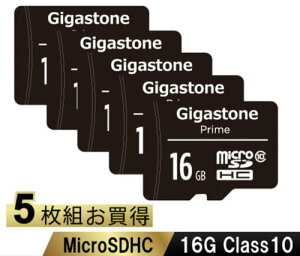 Gigastone GJM10-16G5PK microSDHC�J�[�h 16GB 5���Z�b�g SD�J�[�h�P�[�X�t�� �N���X10 (Class10)�X�y�b�N �}�C�N��SD�J�[�h Full HD�r�f�I�ʐ^�Ή�