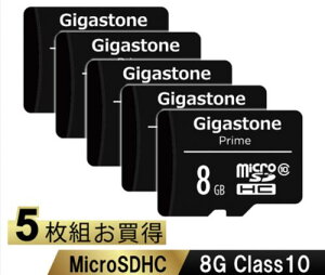 Gigastone GJM10-8G5PK microSDHC�J�[�h 8GB 5���Z�b�g SD�J�[�h�P�[�X�t�� �N���X10 (Class10)�X�y�b�N �}�C�N��SD�J�[�h Full HD�r�f�I�ʐ^�Ή�