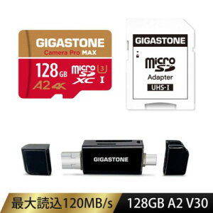 Gigastone GJMX-128G4KGR MicroSDXC�J�[�h �J�[�h���[�_�[�t�� 128GB UHS-1 U3 A2 4K�X�y�b�N �ő�Ǎ��ݑ��x120MB/s 4K UHD�Ή� Switch�EDJI�h���[���E�A�����JGoPro����m�F��