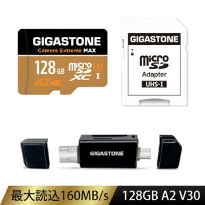 Gigastone GJMX-128GA2BG MicroSDXC�J�[�h �J�[�h���[�_�[�t�� 128GB UHS-1 V30 A2�X�y�b�N �ő�Ǎ��ݑ��x160MB/s 4K UHD�Ή� Switch�EDJI�h���[���E�A�����JGoPro����m�F��