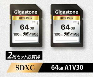 Gigastone GJSXR-64GV3A1-2PK SDXC�J�[�h Ultra Plus 64GB 2���Z�b�g Class10 UHS-I U1 A1 V30 �ő�ǂݎ�葬�x100MB/s 4K Ultra HD �f�W�^���J���� ��჌�t�J���� 4K�r�f�I�J����