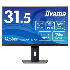iiyama XUB3297QSNP-B1J �t���f�B�X�v���C 31.5�^/2560×1440/USB Type-C(AltMode�EPD95W)�AHDMI�ADisplayPort/�u���b�N/�X�s�[�J�[����/IPS�����p�l��/���~/�X�E�B�[�x��/�`���g/3�N�ۏ�