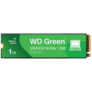 WesternDigital WDS100T4G0E WD Green SN3000 �V���[�Y �G���g���[���f�� M.2 PCIe Gen4x4 NVMe �ڑ�SSD (1TB)