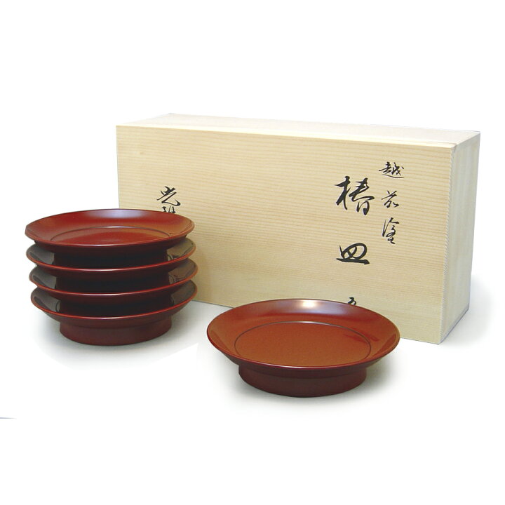 楽天市場】越前塗 古代朱椿皿 5枚組（木箱入） [本漆・取り皿・小皿  
