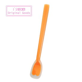 日本製　IKESHO 一体型カラー　シリコンスプーン【小 マーマレード】（オレンジ）IS 池商 シリコン製スプーン ヘラ【メール便】