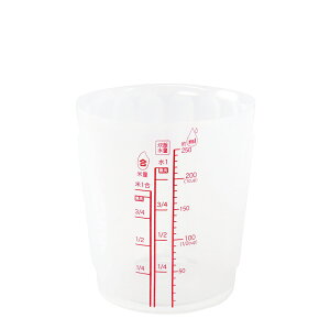VIV シリコンメジャーカップ M 250cc クリア(ホワイト) 電子レンジOK 食洗機OK 250ml お米計量カップ 炊飯