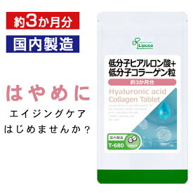 【最大1,000円OFFクーポン配布中】 低分子ヒアルロン酸＋低分子コラーゲン粒 約3か月分 T-680 送料無料 ISA リプサ Lipusa サプリ サプリメント 美容サプリ