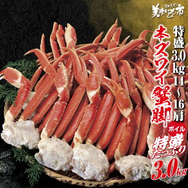 特盛 本ズワイガニ脚 総重量3.0kg（2.4kg）14-16肩・ボイル 食べ放題 たらば蟹 蟹味噌 毛蟹 香箱蟹 松葉蟹 バイキング ずわい蟹 鍋 激安 ズワイガニ 3kg 蟹 刺身 ギフト ハレの日 お正月 贈り物 かにしゃぶ 蟹脚 むき身 うまい