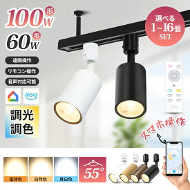 スポットライト LED電球内蔵 60W形 100W形 LED一体型 ダクトレール照明 大光量 調光調色 1~16個 ライティングレール ライト レールライト 電球色 昼白色 照明 LED 一体式 おしゃれ スポット 照明 ダイニング 間接照明 照明器具 商業用 明るい シーリングライト