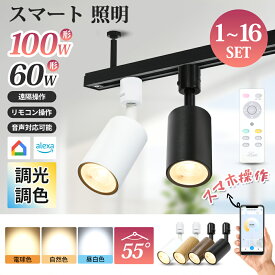 スポットライト LED電球内蔵 60W形 100W形 LED一体型 ダクトレール照明 大光量 調光調色 1~16個 ライティングレール ライト レールライト 電球色 昼白色 照明 LED 一体式 おしゃれ スポット 照明 ダイニング 間接照明 照明器具 商業用 明るい シーリングライト