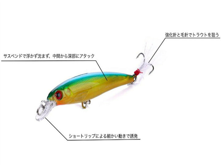 楽天市場 サスペンドミノー 7g 9cm 10色セット ルアー フィッシング 釣り 渓流釣り アウトドア ミノー イーサン恵