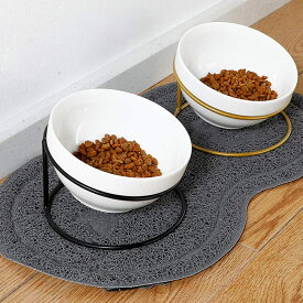 犬 食器 猫 食器 ボウル 猫 犬 フードボウル ペットボウル 犬猫用ボウル スタンド 脚付 食べやすい 滑り止め 食器台 ペット食器 ランダムカラー ブラック+ゴールド 2pcs