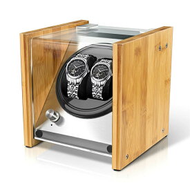 Watch winder ワインディングマシーン ウォッチワインダー 腕時計ケース 2本同時巻 日本製マブチモーター ナチュラル木目 磁化防止 一年保証期間 最新型