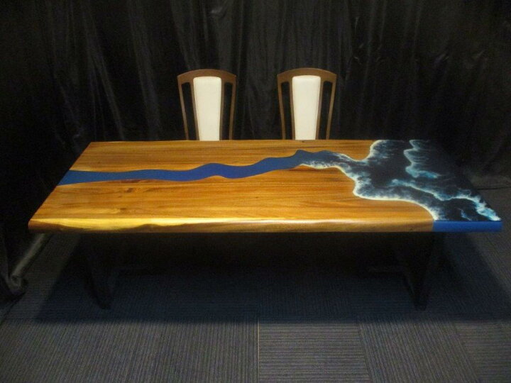 楽天市場】# 919□ モンキーポッド レジンテーブル 樹脂加工一枚板 一  