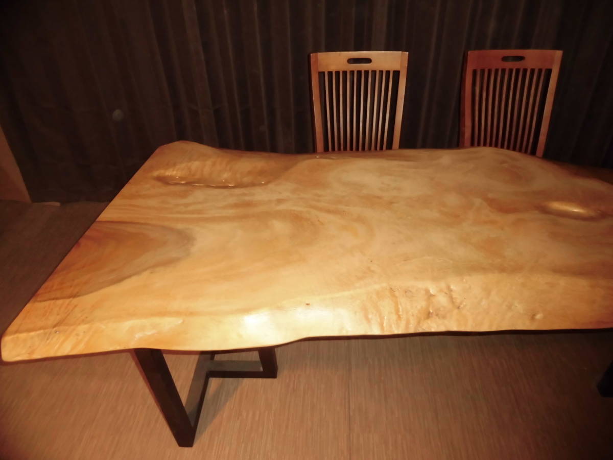 楽天市場】Q-044□ モンキーポッド テーブル 一枚板 無垢材 無垢 ...