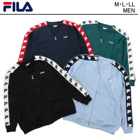 FILA フィラ ロゴ 袖ライン フルジップトレーナー | メンズ 裏毛トレーナー スポーツウェア スポーツ ブランド カジュアル 黒 紺 ネイビー サックス 緑 春 秋 冬 ストリート トレンド イタリア ヤングト スウェット テニス ウェア