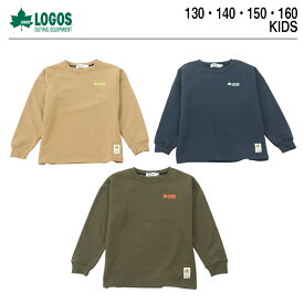 LOGOS ロゴス 裏起毛クルートレーナー | キッズ ジュニア 130 140 150 160 カーキ ベージュ ネイビー かっこいい 子供服 小学生 学校 保育園 幼稚園 男子 男の子 スポーツ